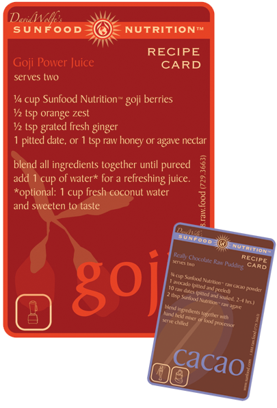 Sunfood Nutrition Recipe Cards